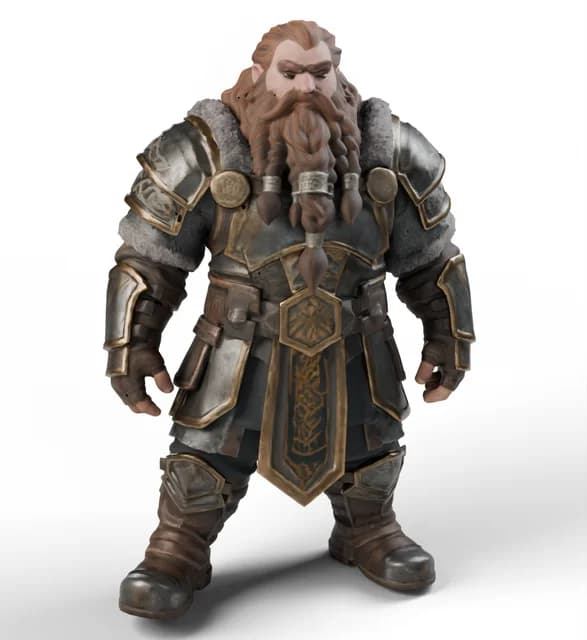 3D armored dwarf model for games