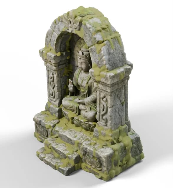 3D stone shrine model for games