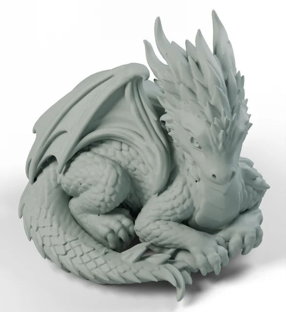 3D curled dragon model for 3D printing