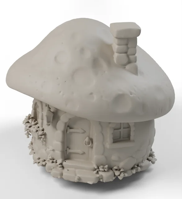 3D mushroom cottage model for 3D printing
