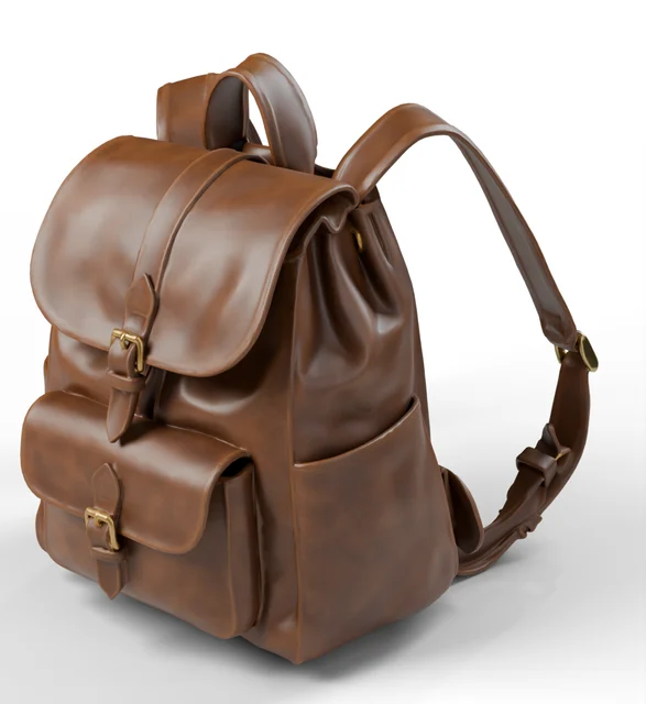 3D leather backpack model for product visualization